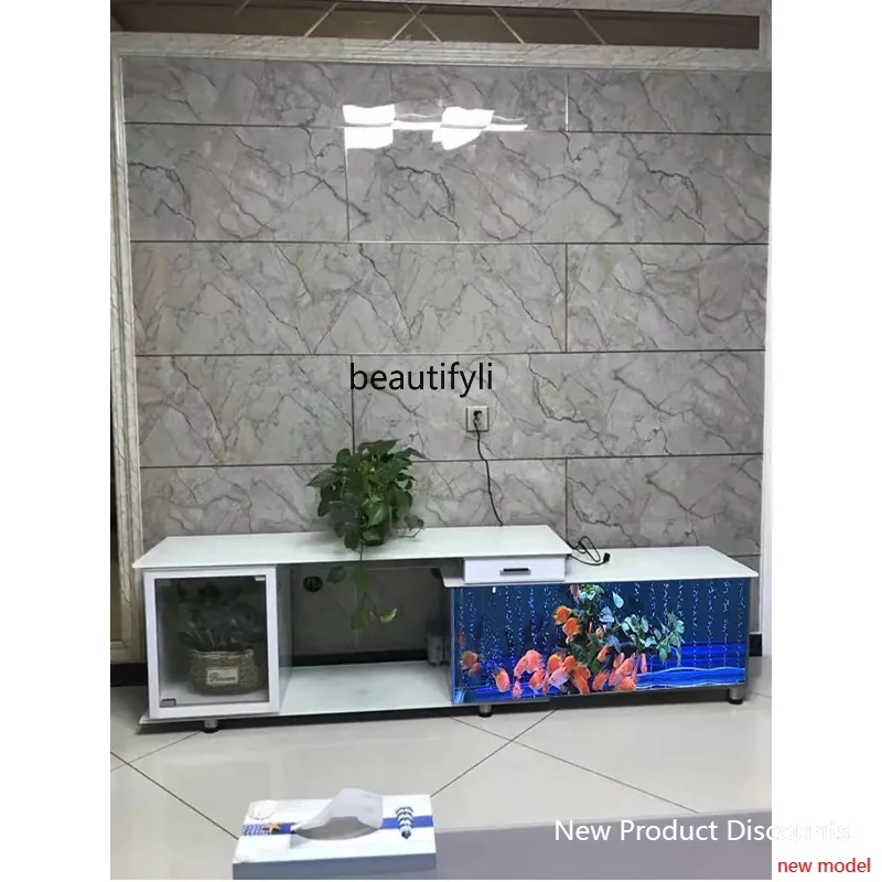

Аквариум-тумба для ТВ ss26: Супербелый стеклянный аквариум-столик с двойной фильтрацией и функцией смены воды, экологичный аквариум