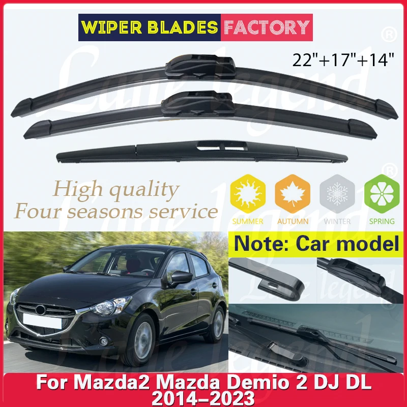 Car Wiper For Mazda2 Mazda Demio 2 DJ DL 2014 - 2023 Front Rear Wiper Blades Windshield Windscreen Window 22