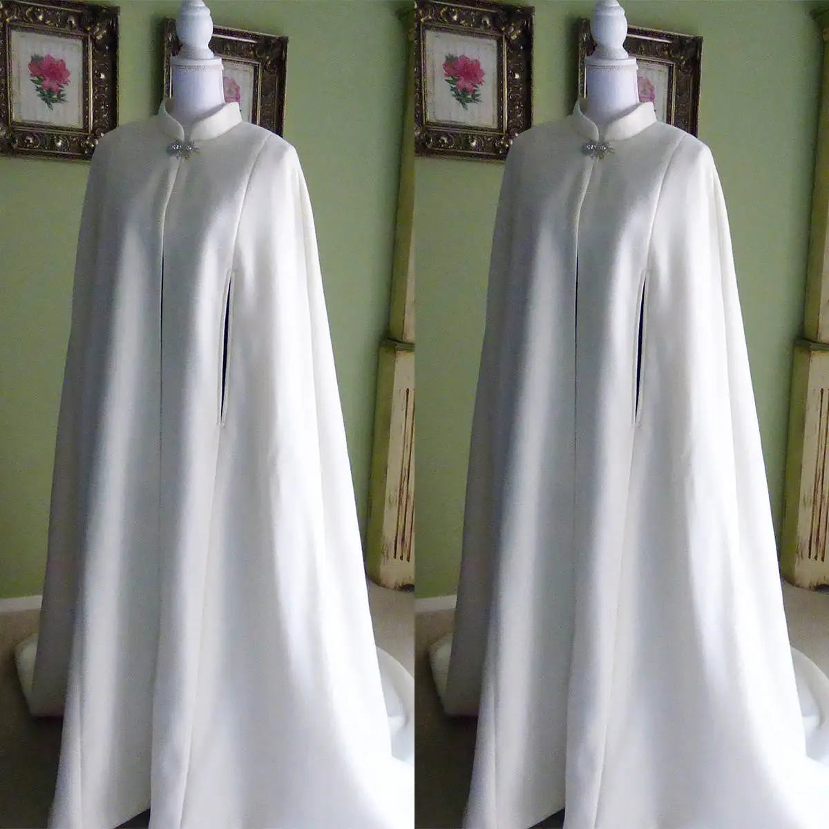 

Graceful Wedding Cape Bridal Jacket Long Sleeveless Wraps White Ivory Bride Party Accessories Jackets