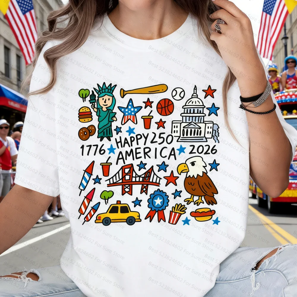 Happy 250 America T-shirt 250 Years Celebration Shirt 1776-2026 USA 250th Anniversary Outfit America 2026 Tee Doodle Patriotic