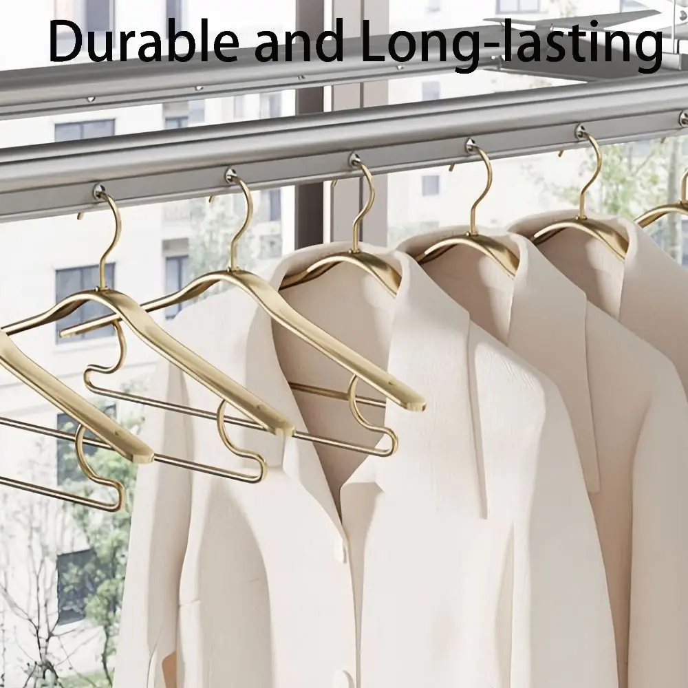 Aluminum Alloy Hanger Light Luxury High-end Household Clothes Hanging Rack Rust Proof Seamless Wide Shoulder Thickened