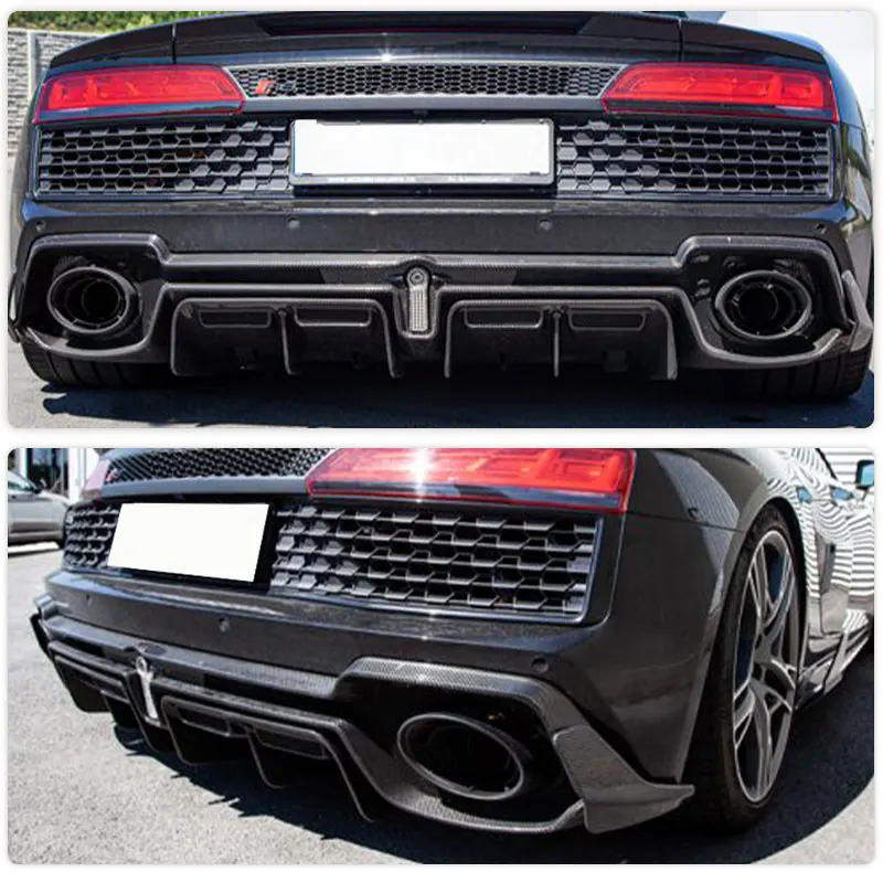 Prepreg Dry Carbon Rear Bumper Diffuser Lip Spoiler for Audi R8 Coupe 2-Door 2023 Car Racing Rear Diffuser Apron Lip Body Kit