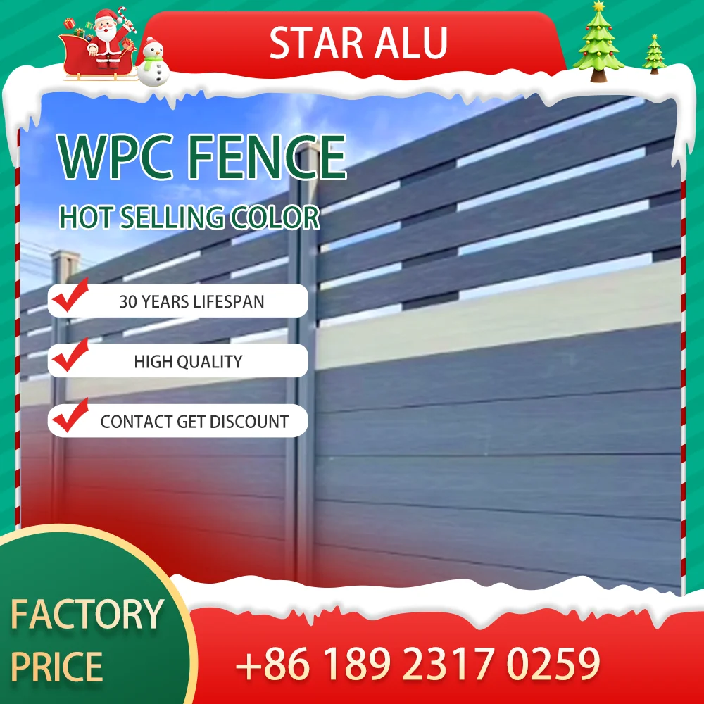 WPC Fence Panels Outdoor Composite Privacy Fence Waterproof Wood Plastic Garden Fencing for Villa Yard Balcony Decorative