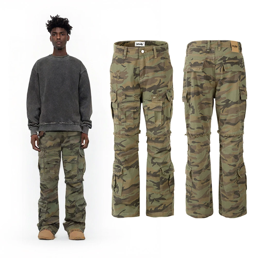 

Y2k HipHop Street Style Camouflage Men's Tactical Pants Pocket Functional Style Cotton Casual Retro Streetwear Baggy Cargo Pants