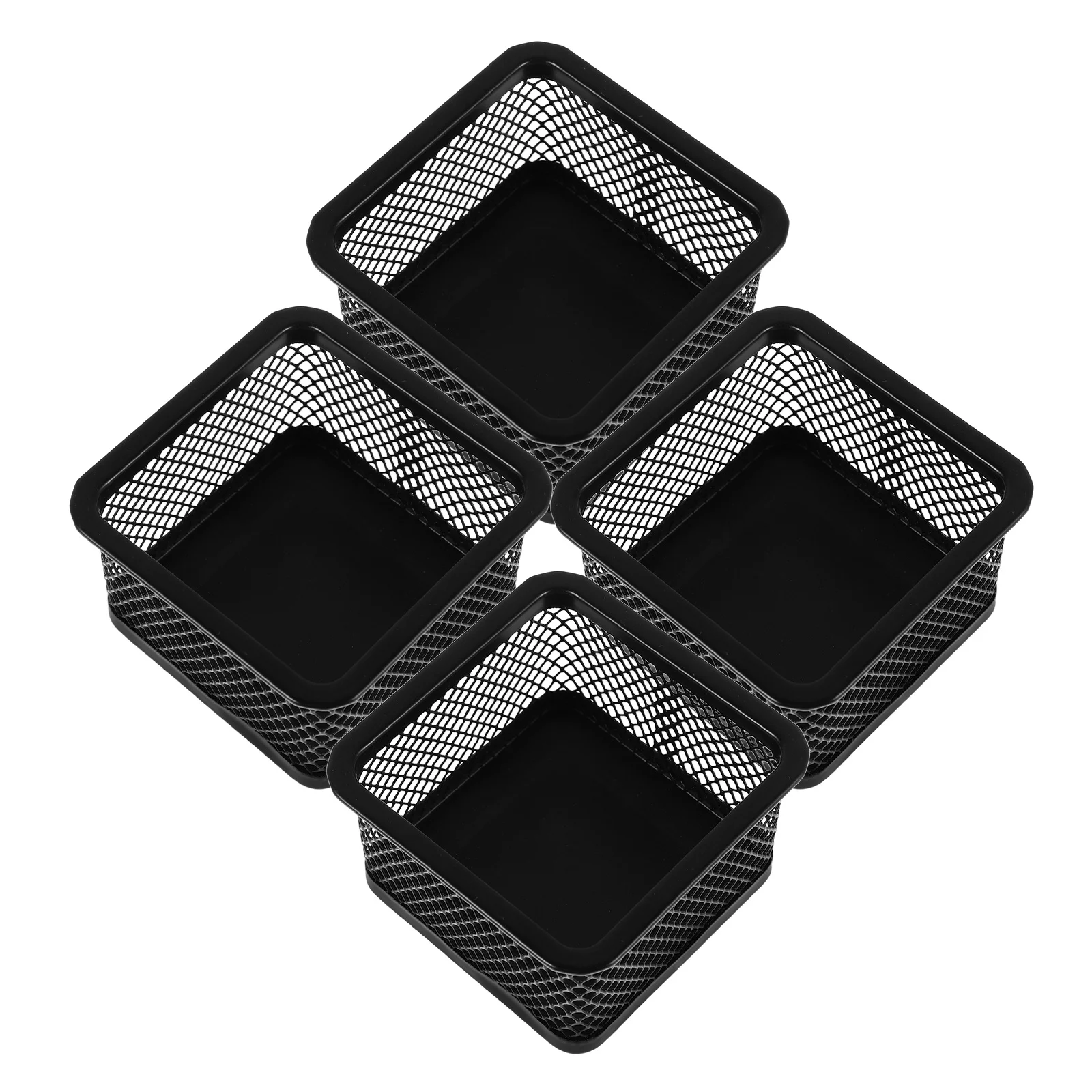 

4pcs Paper Clip Organizer Box Square Metal Mesh Desktop Storage For Office Desk Organizer Multifunctional Paperclip Holder Set