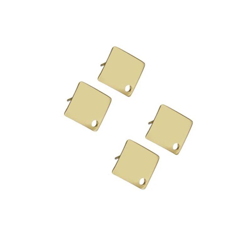 20pcs/lot Hypoallergenic Stainless Steel Earring Stud Post Gold Color Square Oval Earrings Hooks For Diy Jewelry Making Supplies