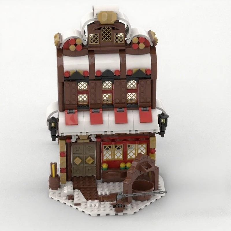 

648 шт. MOC, образовательные рождественские пиратские инванты, модульная таверна с зимней тематикой, набор строительных блоков «сделай сам», подарок на день рождения для детей