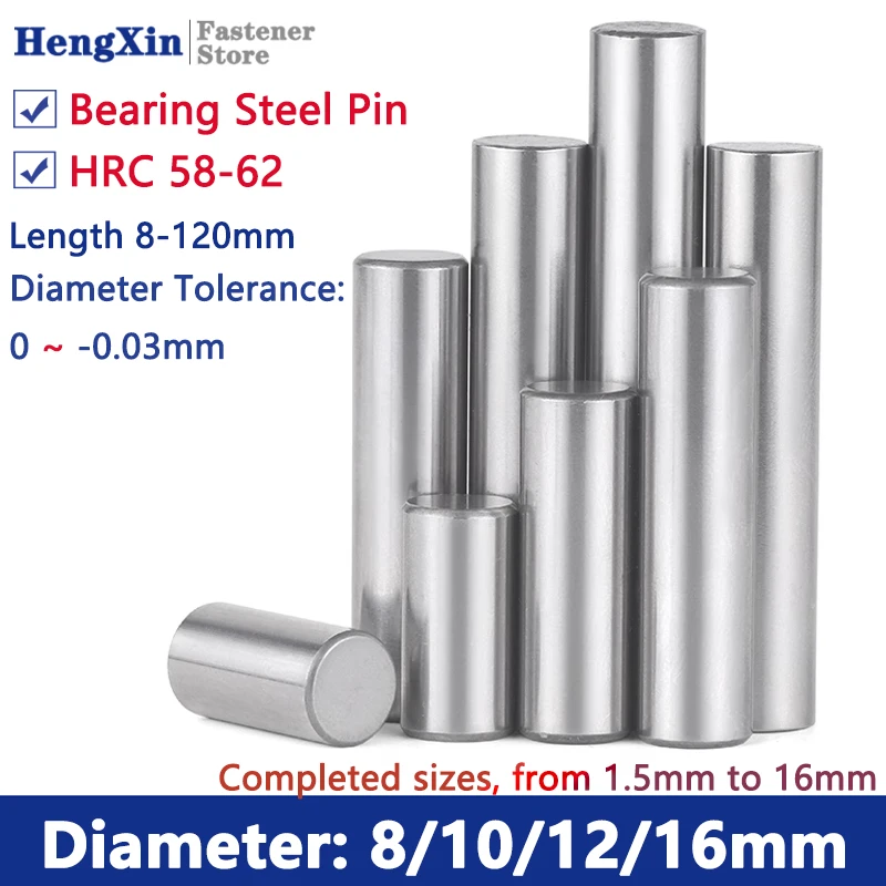 Diameter 8/10/12/16mm Bearing Steel Cylindrical Locating Dowel Pin Solid Flat Head Fixed Shaft Pins Round Bar Rod Length 8-120mm