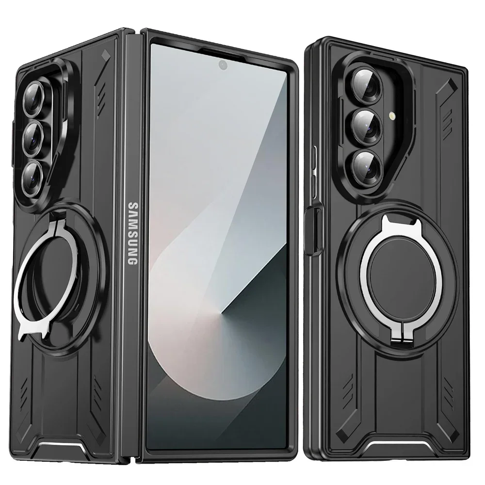 360° Magnetic Ring Holder Kickstand Phone Case For Samsung Galaxy Z Fold 7 Fold7 5G TPU+PC Shockproof Rugged Protection Cover