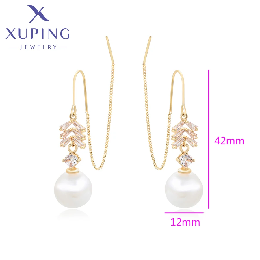 Xuping Jewelry New Arrival Fashion Gold Plated Imitation Pearl Earrings Line for Women Girl Party Gift BL E-2217