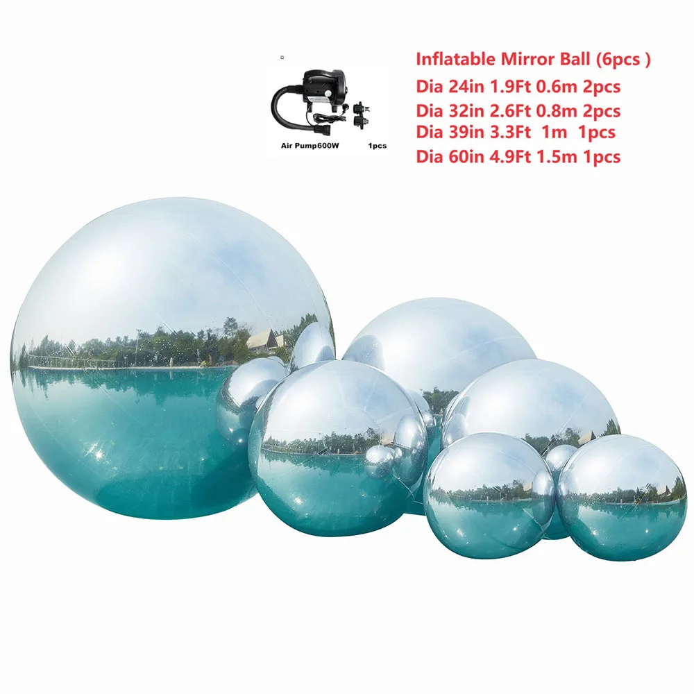 6pcs Set Mirror Ball Indoor Outdoor Large Giant Hanging Mirror Ball for Happy Wedding Party