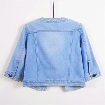 5XL New Quarter sleeved O neck Denim Jacket For women's Summer 2026 New Spring Short Loose Top Paired With Dress Cowboy Outwear 3