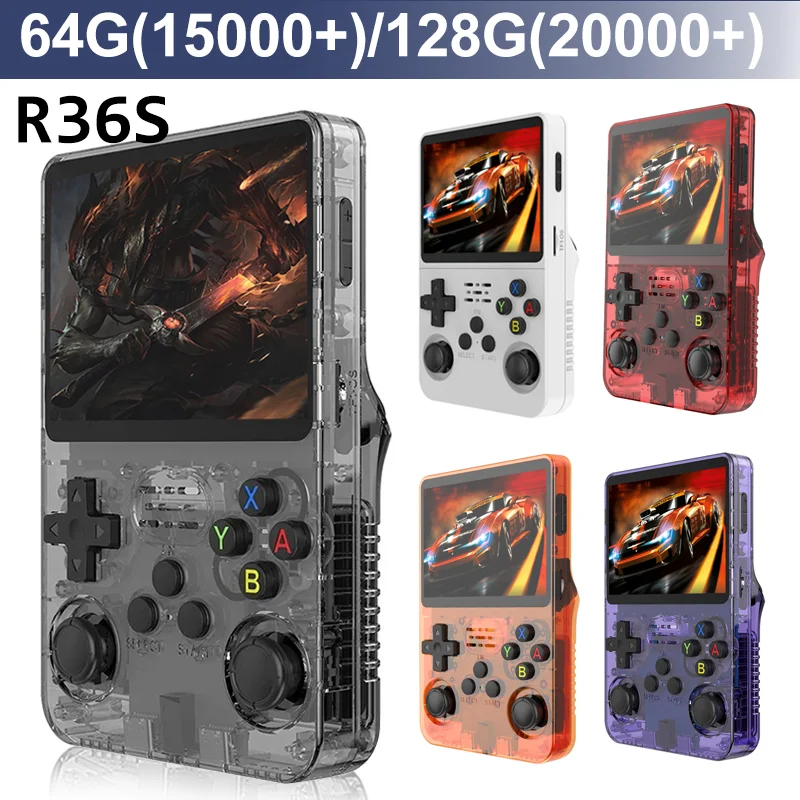 

R36S Retro Handheld Video Game Console 128G Linux System 3.5 Inch IPS Screen R35s Pro Portable Pocket Video Player 64GB Games
