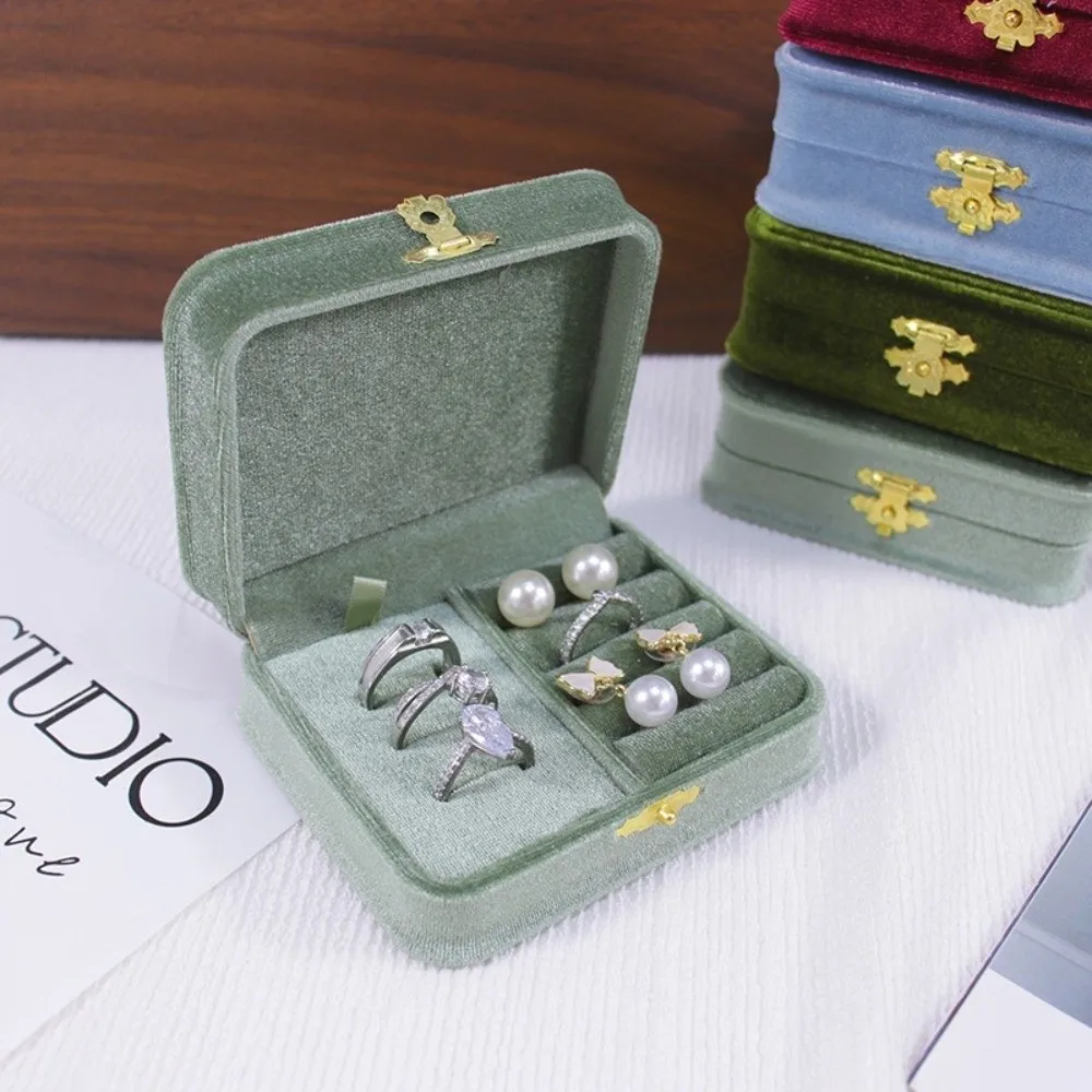 New Velvet Flocking Jewelry Storage Case Elegant Portable Jewellery Organizer Sturdy Buckle Compact Storage Box Jewelry Storage