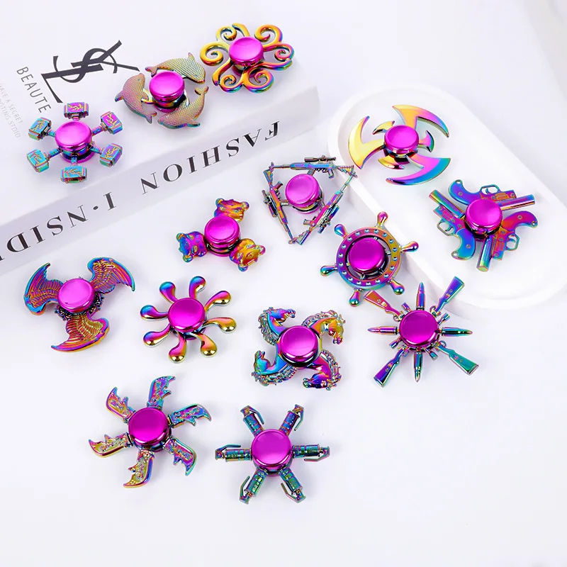 Squishy speelgoed Fidget Spinner juguetes Regenboog Fidget Metalen Spinner Kleurrijke Vingertop Gyro juguetes sensoriales adulto Relief Speelgoed