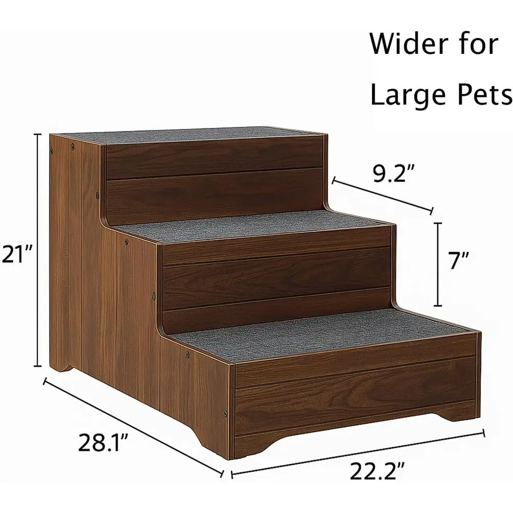 سلالم خشبية كبيرة للكلاب، سلم للحيوانات الأليفة غير قابل للانزلاق بثلاث خطوات للأثاث العالي، مثالي للحيوانات الأليفة ذات الأرجل القصيرة، الجوز #4