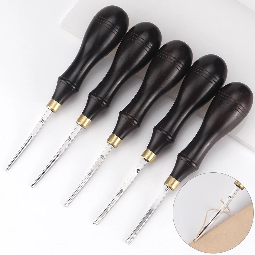 QJH Leather Edge Bevelers Leather Craft Edge / Thinned Tool, DIY Skiving Beveling Knife Cutting Tools with Wood Handle Trimmer