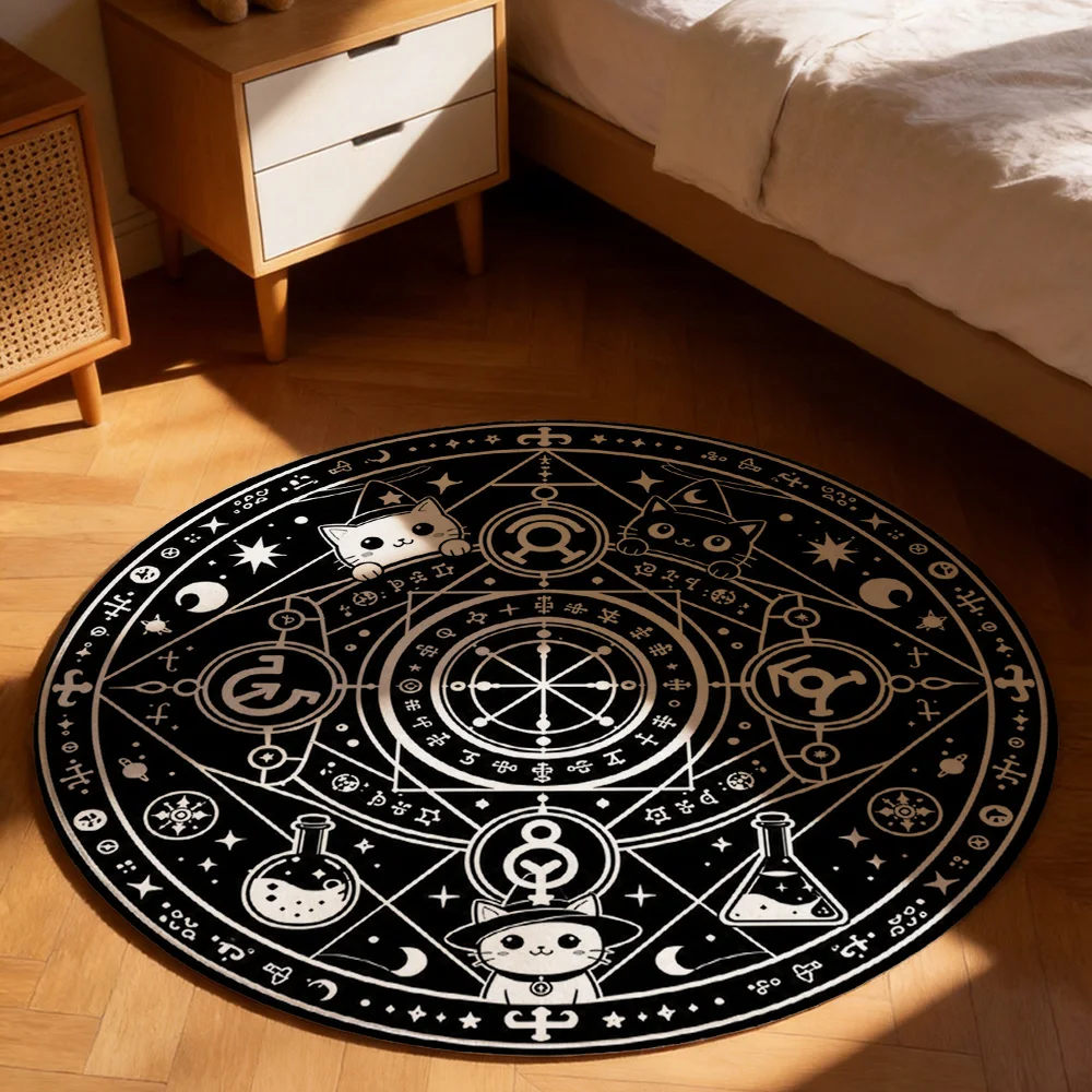 Celestial Zodiac Constellation Floor Mat Cat Lover Astrology Tarot Witchy Bohemian Home Decor Rug