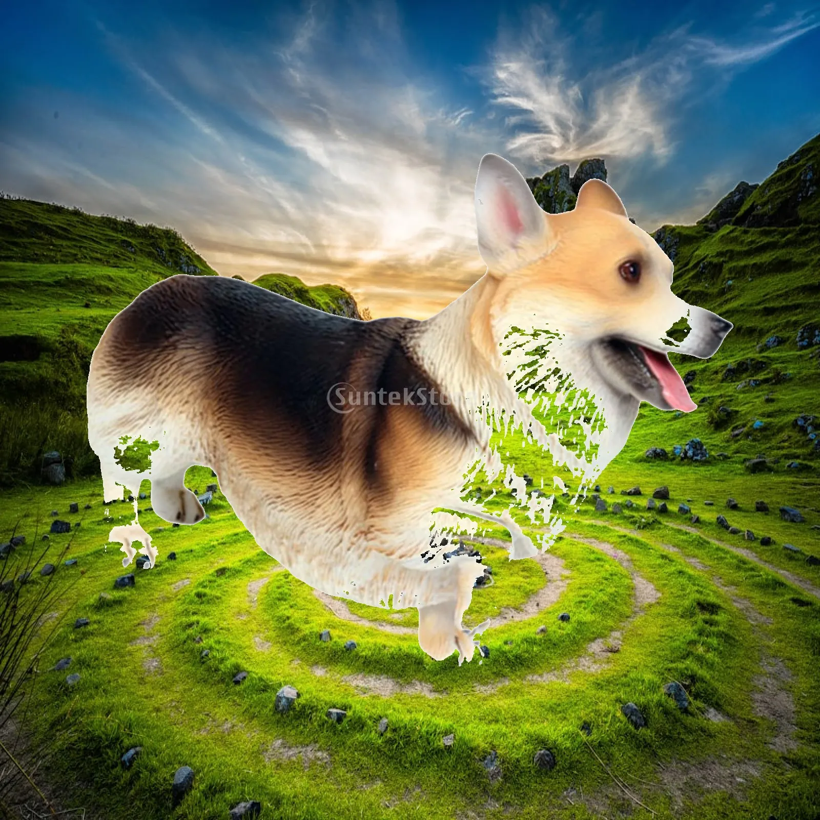 Dog Figure Toy Corgi Dog Statue Preschool,Eduactional Animal Toy,Sculptures,for Party Favors Theme Party Easter Children Kids