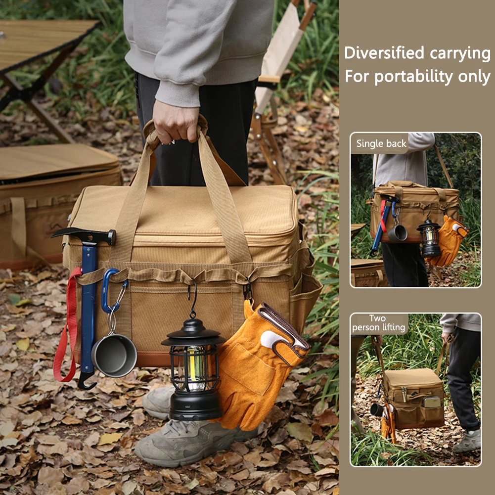 30L Camping Cooking Utensil Organizer Large Capacity Handheld Travel Picnic Bag Collapsible Multifunctional for Outdoor Camping