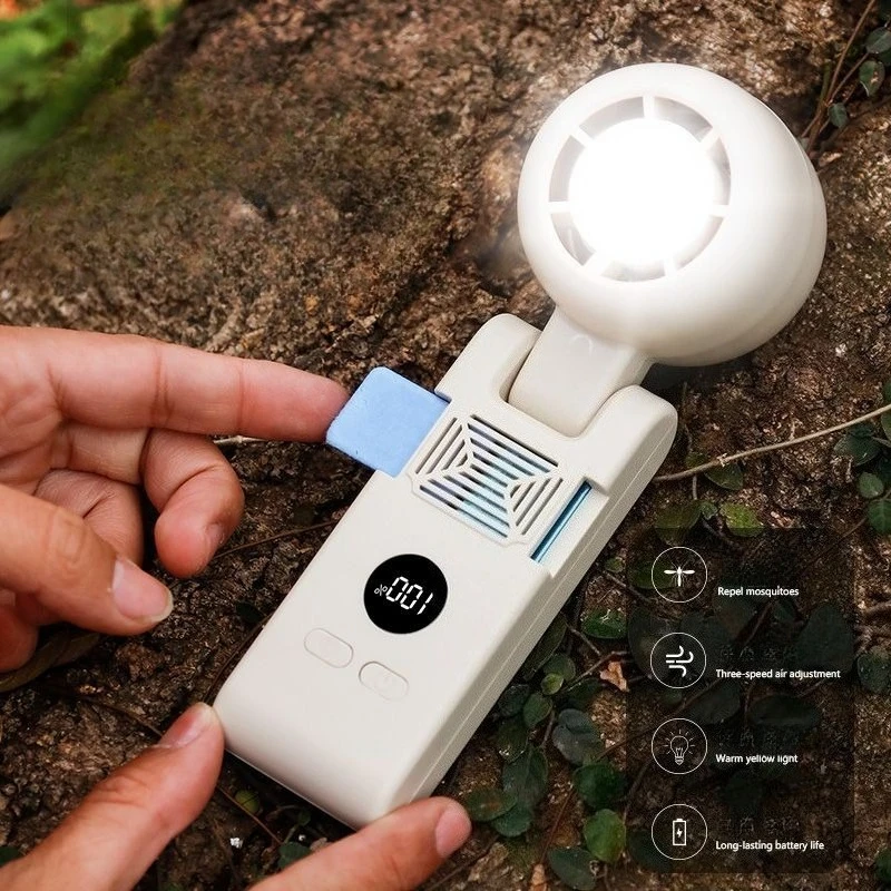 Outdoor Camping Fan Mosquito Repellent Portable LED Lighting Mosquito Proof Multifunctional Type-C Rechargeable Camping Mini Fan
