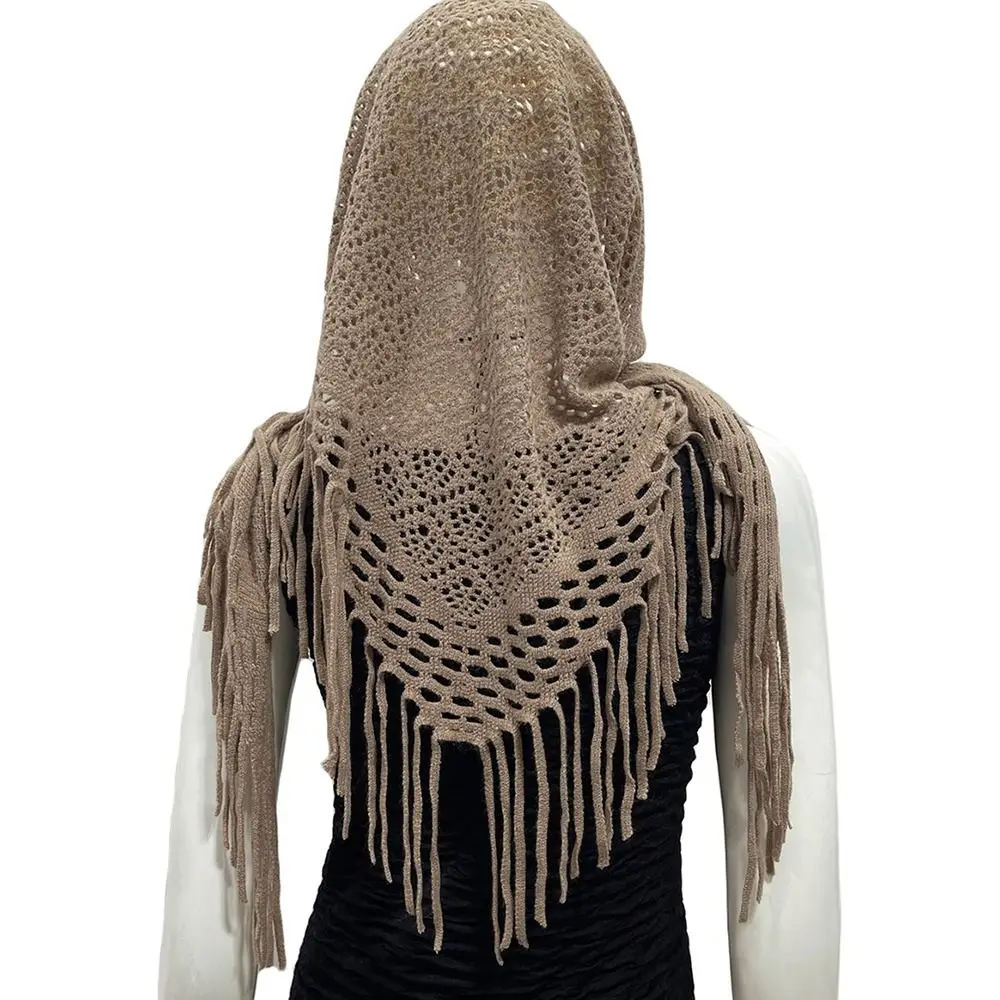 مريلة مثلث الأوشحة شال سماكة مُثبّت كبّاس الخريف الشتاء وشاح محبوك مع شرابات يندبروف مزاجه سترة