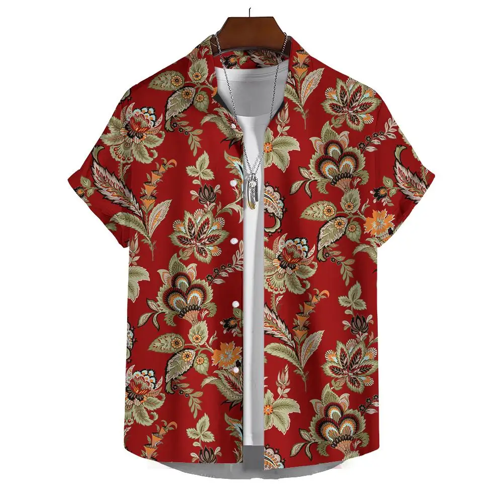 Hawaiian Men\'s Shirt Beach Style Shirt 3d Printed Floral Pattern Outdoor Street Short Sleeve Button Lapel Shirt New Clothes 2024