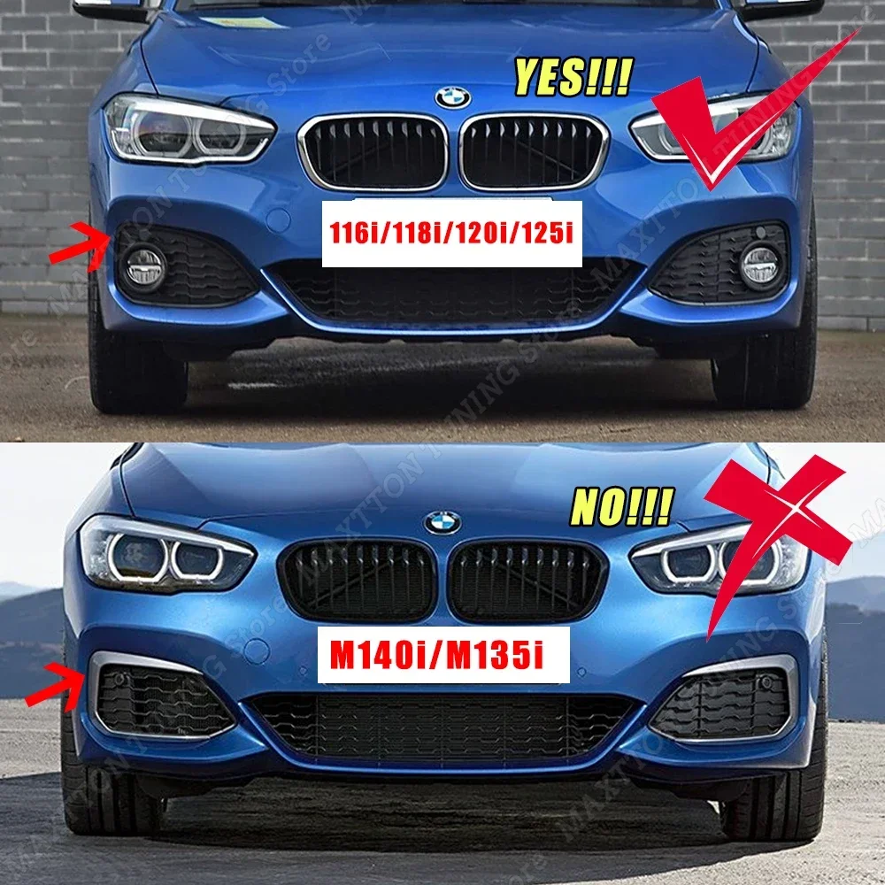 2Pcs Car Front Bumper Fog Light Grille Canards Trim Bodykits For BMW 1 Series F20 F21 118i 120i 125i M Sport Facelift 2015-2019