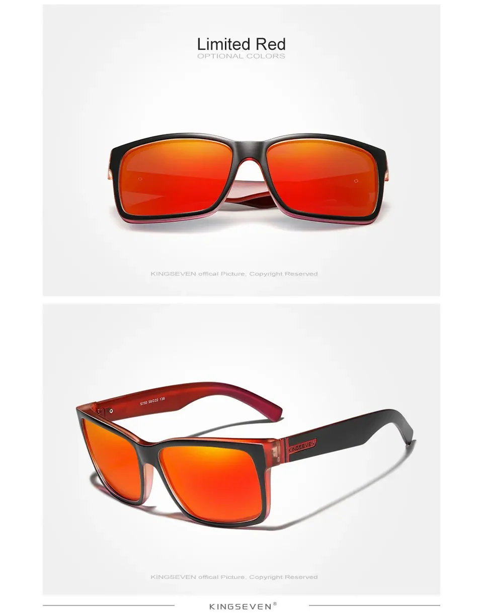 KINGSEVEN Beliebte Mode Neue Sommer Sonnenbrille UV400 Quadratischen Rahmen Polarisierte Männer/Frauen Anti-glare Fahren Outdoor Brillen – Detail 9