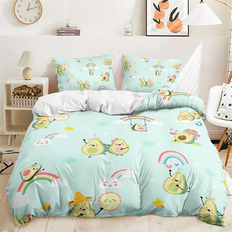 Home Textile Luxury 3D Fruit Pear Print 2/3Pcs Kids Adult Duvet Cover Pillowcase Bedding Set Single Queen and King AU/EU/US Size