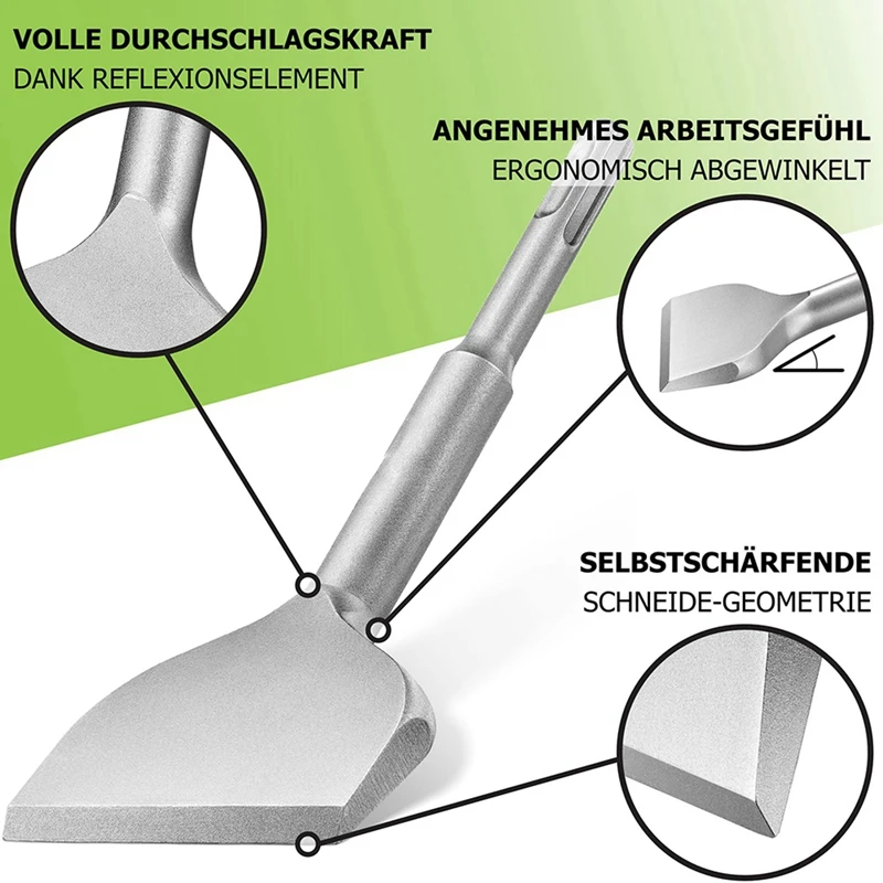 GTBL 2X Tile Chisel SDS Plus Chisel- 165X75mm Wide For Hammer, Flat Chisel Angled, 42Crmo Special Steel, Durable, Sharp