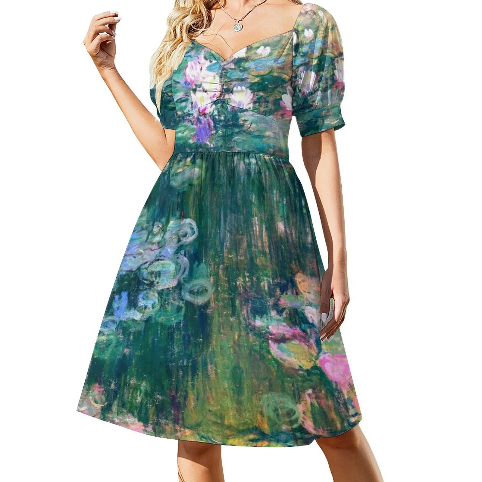 

Water Lilies monet Short Sleeved Dress dress dresses womens clothing women long dresses Dress