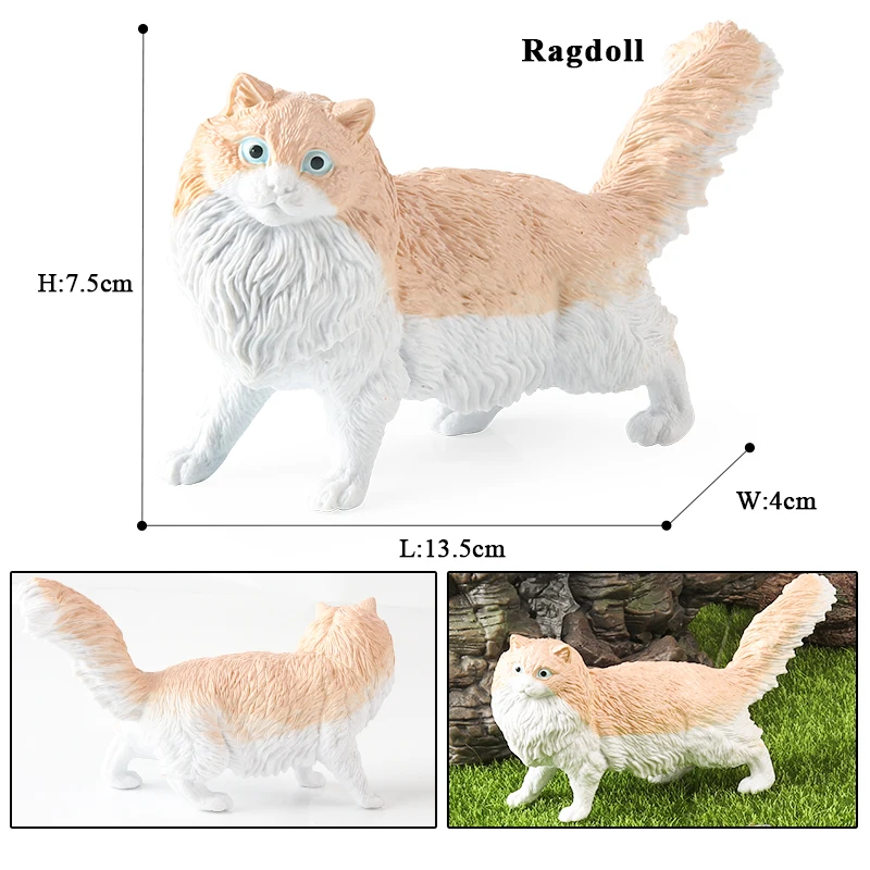 Oenux Cat Model Action Figure Siamese Sphynx Persian Cat MaineCoon Kitty Figurine Cute Home Decoration Educational Kids Toy Gift