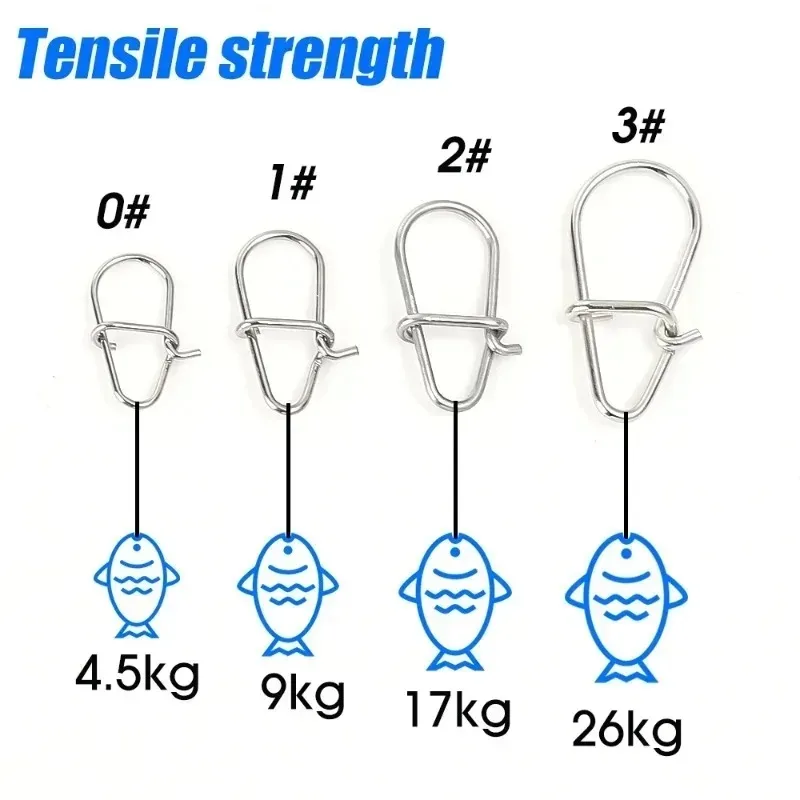 100/200PCS สแตนเลสสตีลตกปลา Snap Hooked Snap Pin Fastlock คลิป Accessorie Tackle สําหรับ Barrel Swivel Lure Hook เครื่องมือตกปลา