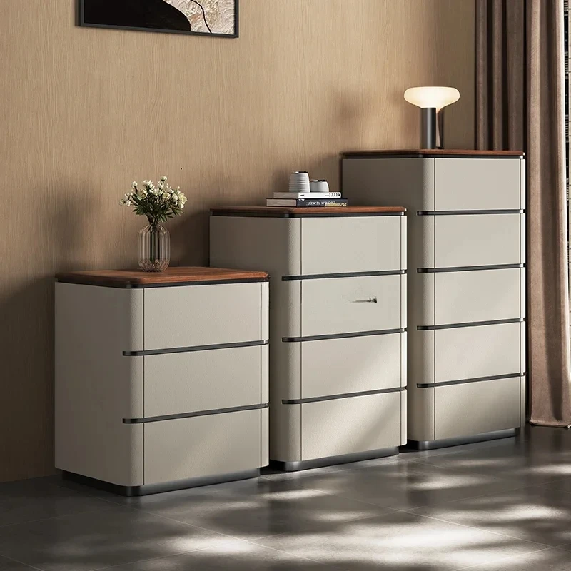 

Italian minimalist walnut solid wood chest of drawers, bedroom locker, wall storage chest of drawers