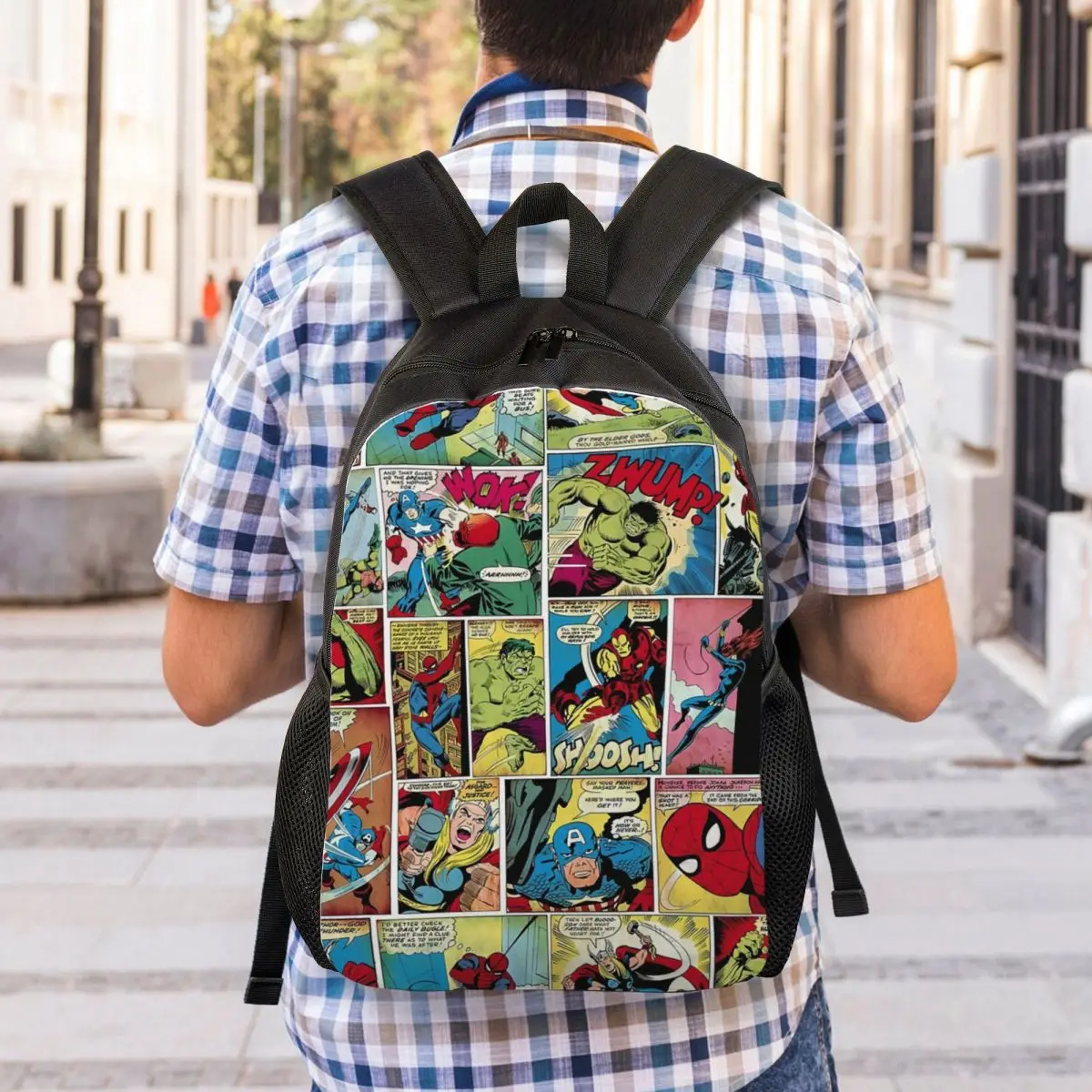 Custom Character Travel Backpack Women Men School Computer Bookbag Spider Man Superheros College Student Daypack Bags