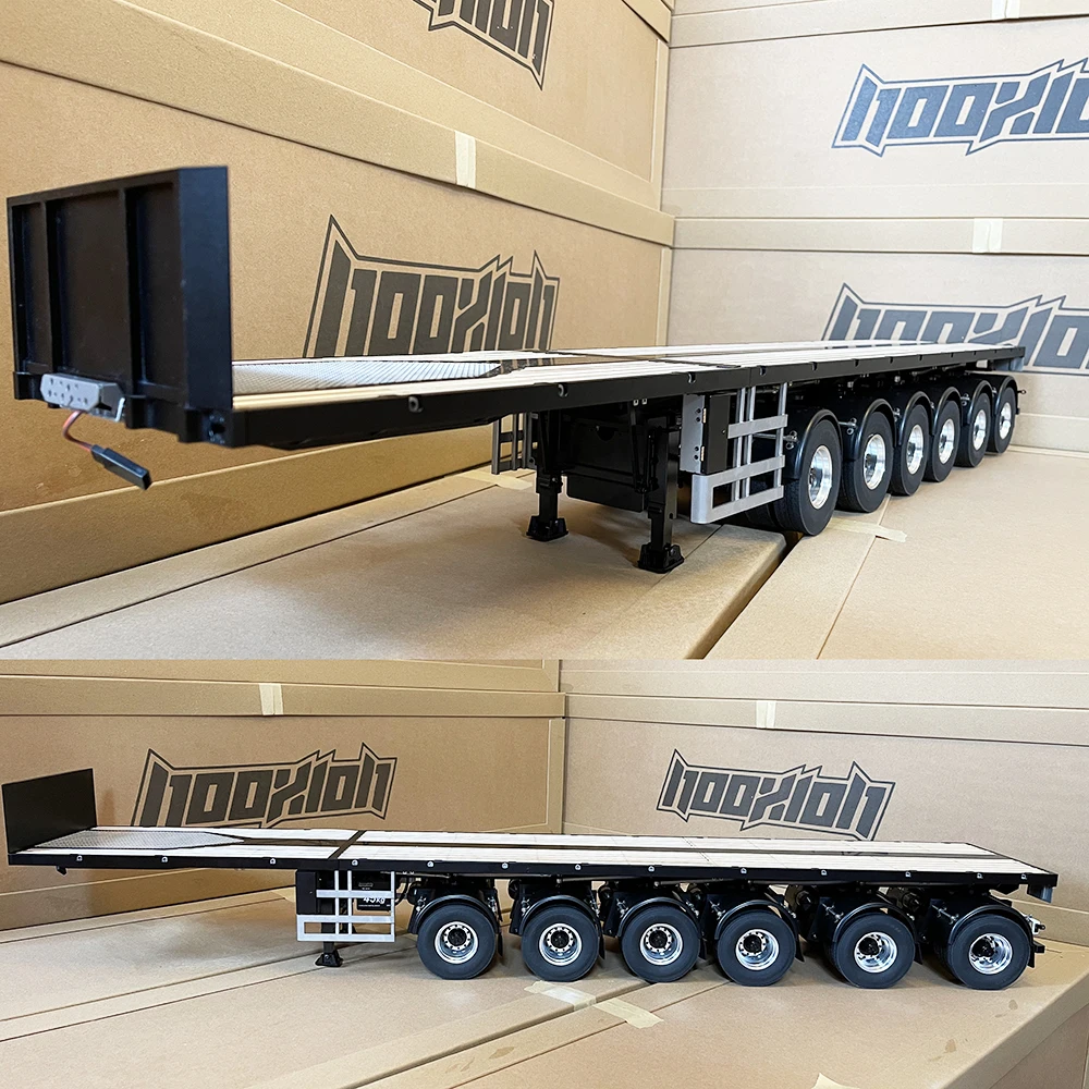 6Axle Flatbed Trailer 1/14 Trailer Suitable for Tamiya Remote Control Tractor Electric Truck Flatbed  RC Car Toy