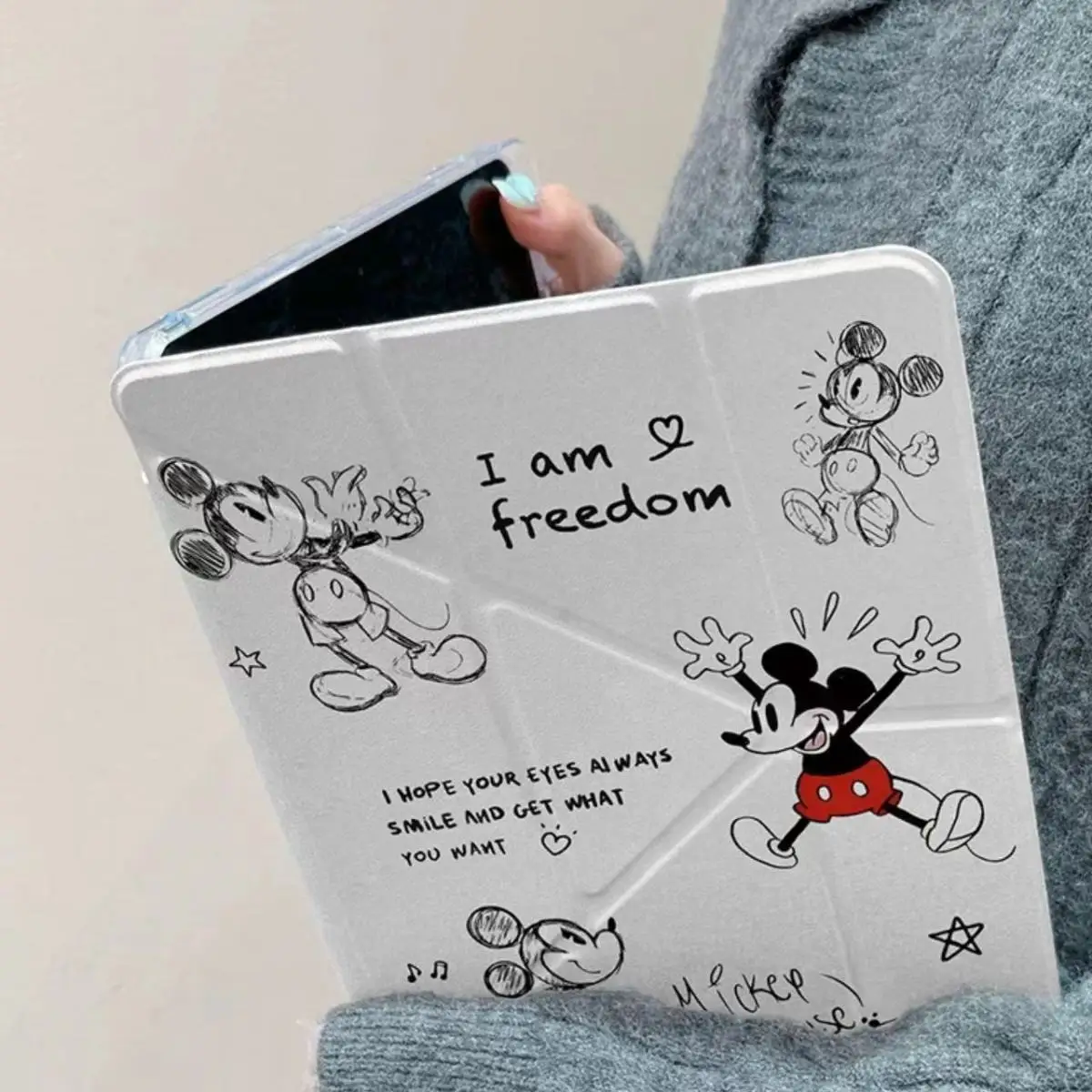 

Чехол Graffiti Mickey Cute для iPad Air 11, iPad Pro 11, 10-го, 11-го поколений, A16, 9-го поколения, 10.9, 12.9 дюймов, M2, M3, M4, Mini 7 с держателем для Apple Pencil