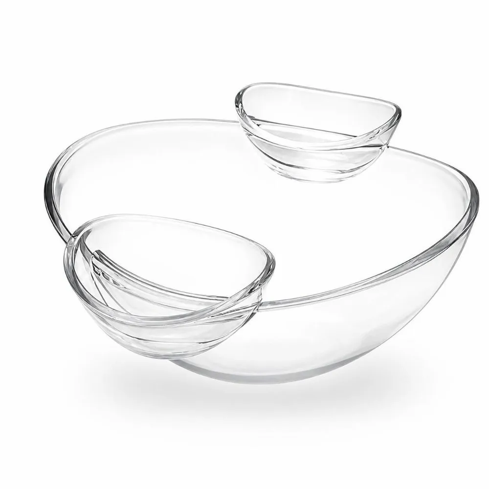 Simple Transparent Potato Chip Bowl Removable Large Capacity Dip Bowl Set Plastic Round Corn Chips Bowl for Party