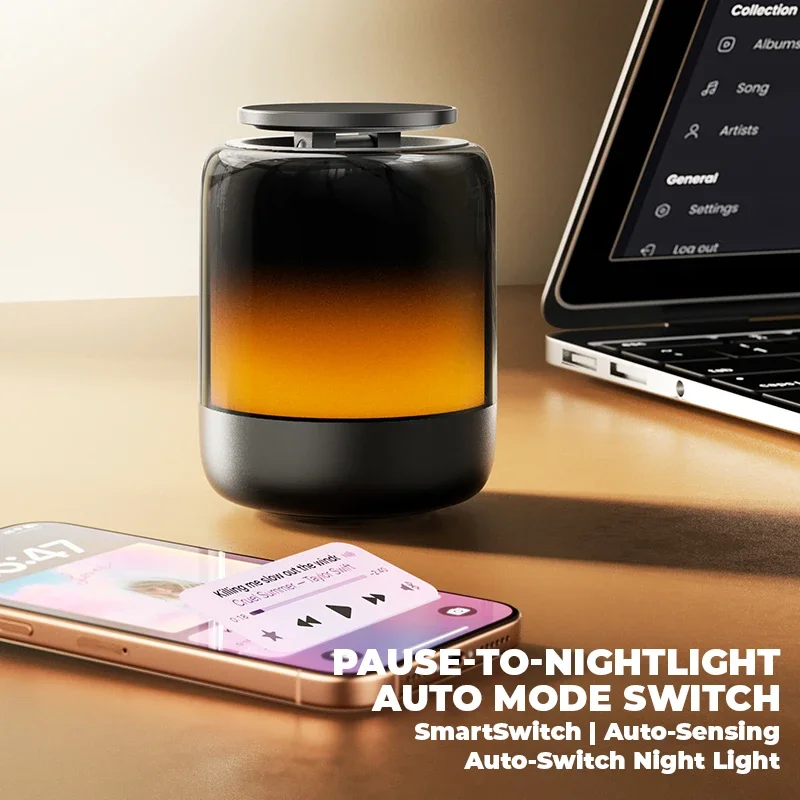 Soporte magnético para teléfono de escritorio 4 en 1, lámpara rítmica RGB, Bluetooth 5,3, altavoz, Radio, sonido estereoscópico 3D para todos los teléfonos móviles