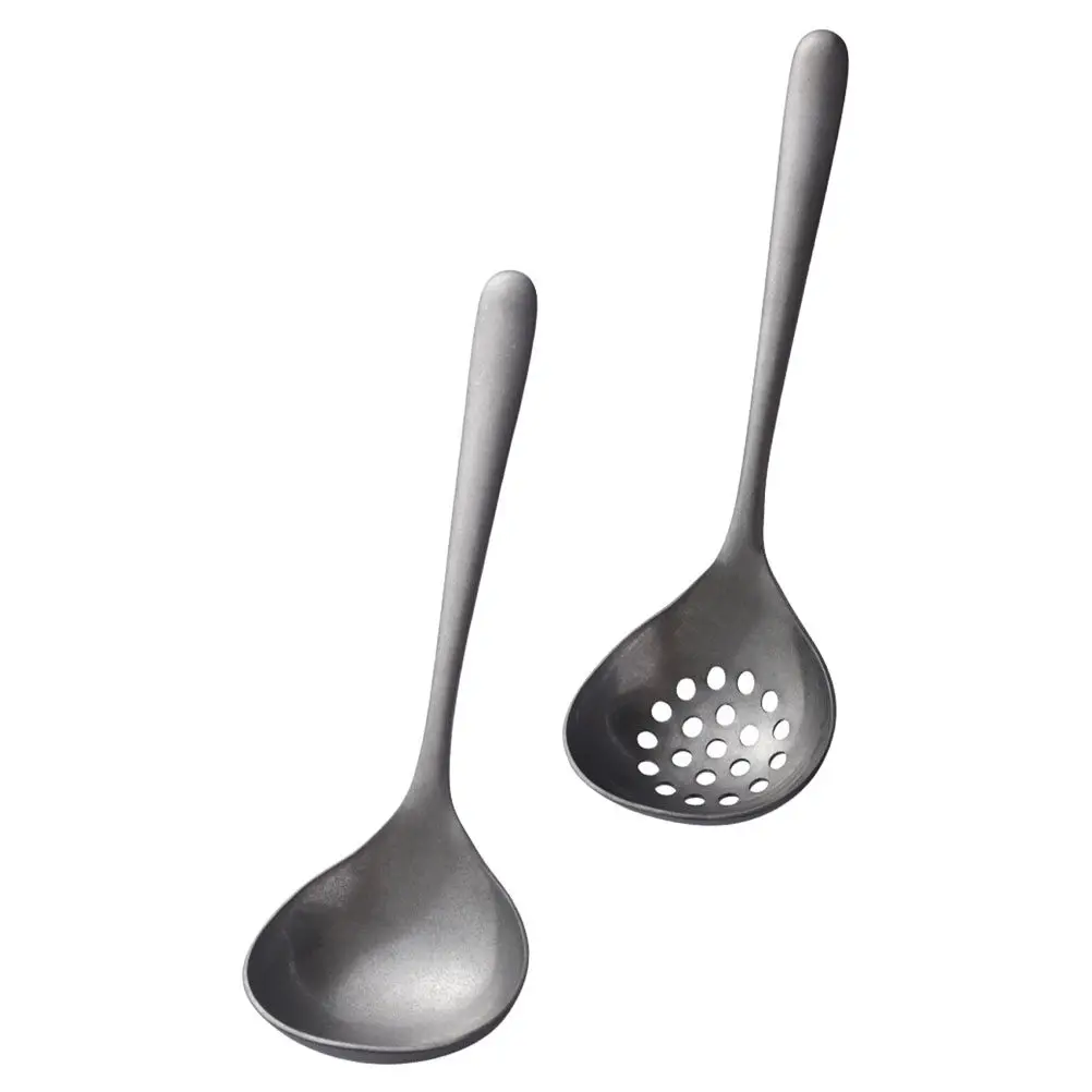1Set Stainless Steel Hot Pot Ladle Set Slotted Strainer Ladle with Slender Wide Handle for Soup Gravy Sauce Serving Korean Retro