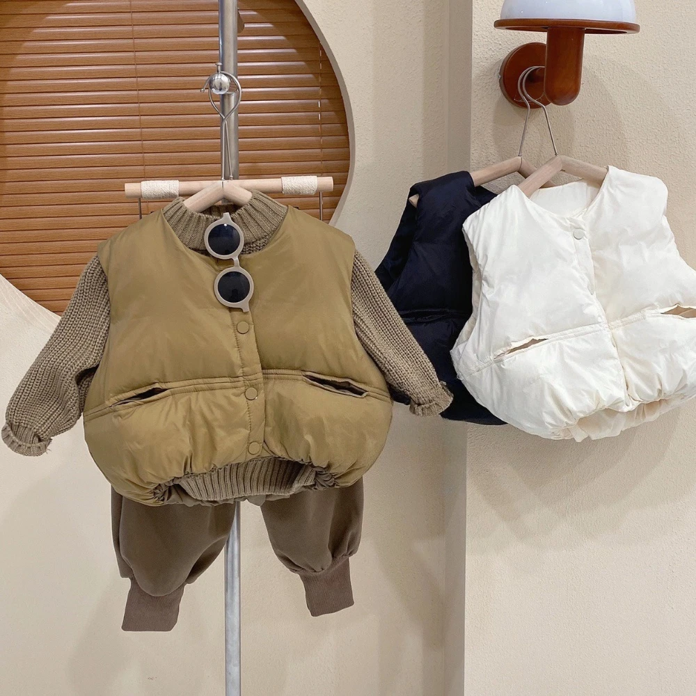 Bear Leader الخريف الشتاء سميكة الفتيان والفتيات سترة سترة بلون ملابس الأطفال واحدة الصدر أكمام معاطف #2