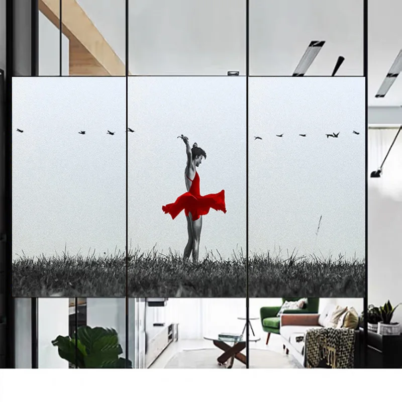 Custom Size Window Glass Films Window Film Static Cling Art Pictures Grass Dancer Shower Nordic Obscure Posters For Door Glass