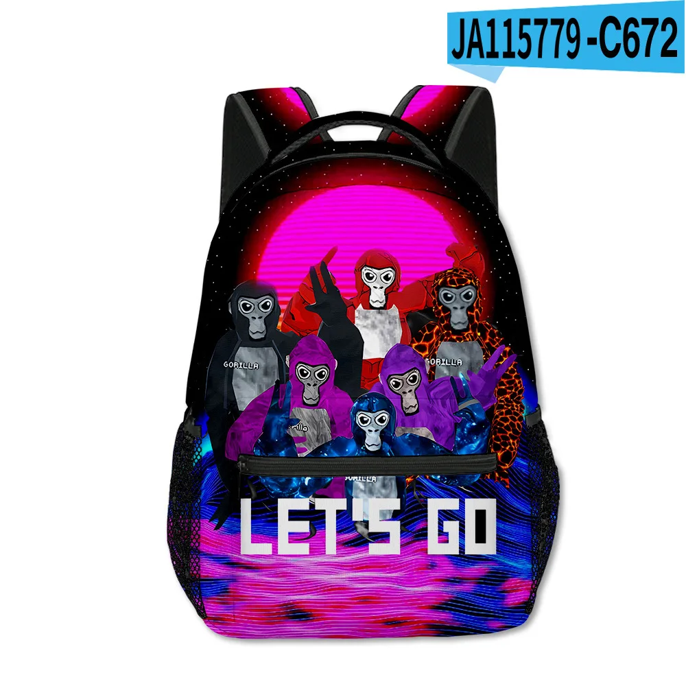 

Creative Popular Funny Gorilla tag student Bookbag Notebook Backpacks 3D Print Oxford Waterproof Boys/Girls Travel Backpacks
