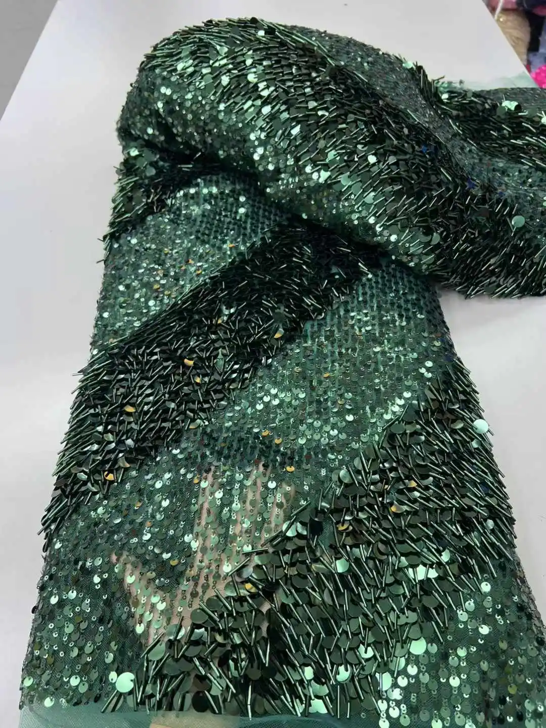 Africa Nigerian Beaded French Mesh Lace With Sequins High Quality 2025 Embroidery Lace Sequins Lace For Wedding Dresses Women