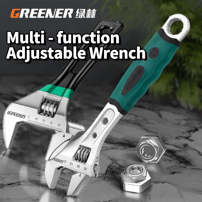 GREENERY Регулируемый и трубный ключ Универсальный гаечный ключ с шестигранными и коробчатыми отверстиями Большое отверстие для ремонта ванной и механики