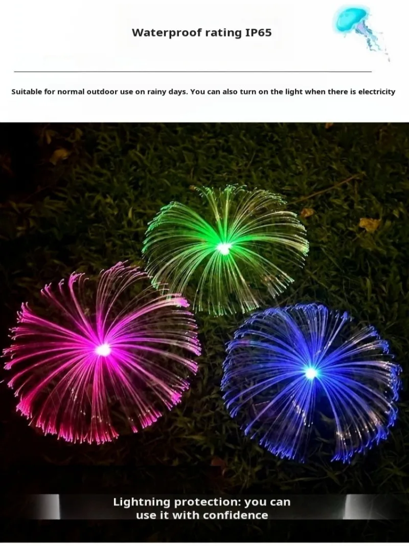 Solar jellyfish lamp star and moon garden decorative lamp ground fiber optic reed garden lamp