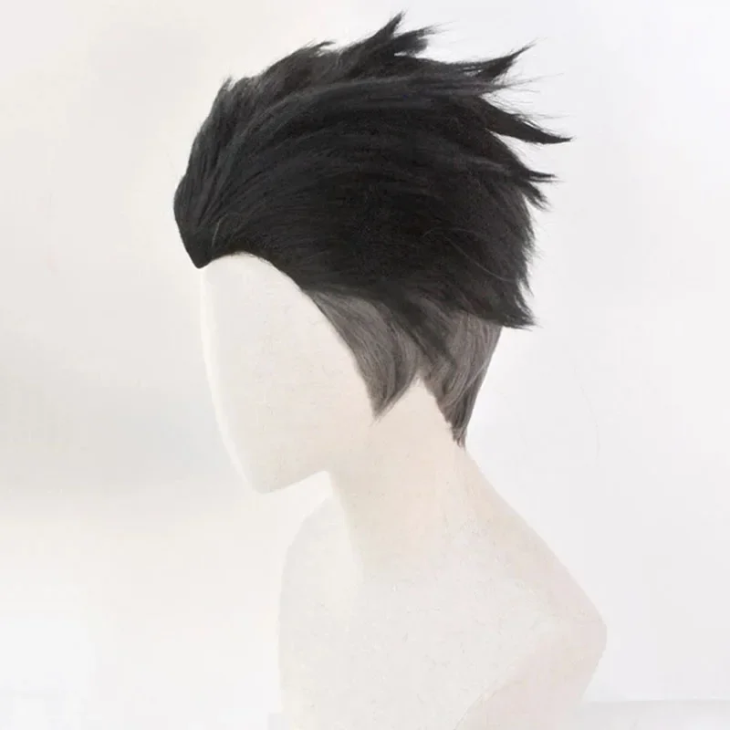 Kimetsu no Yaiba Stone Pillar Gyomei Himejima Men Short Black Grey Mix Synthetic Wig ALTIN Slicked-back Cosplay Wig