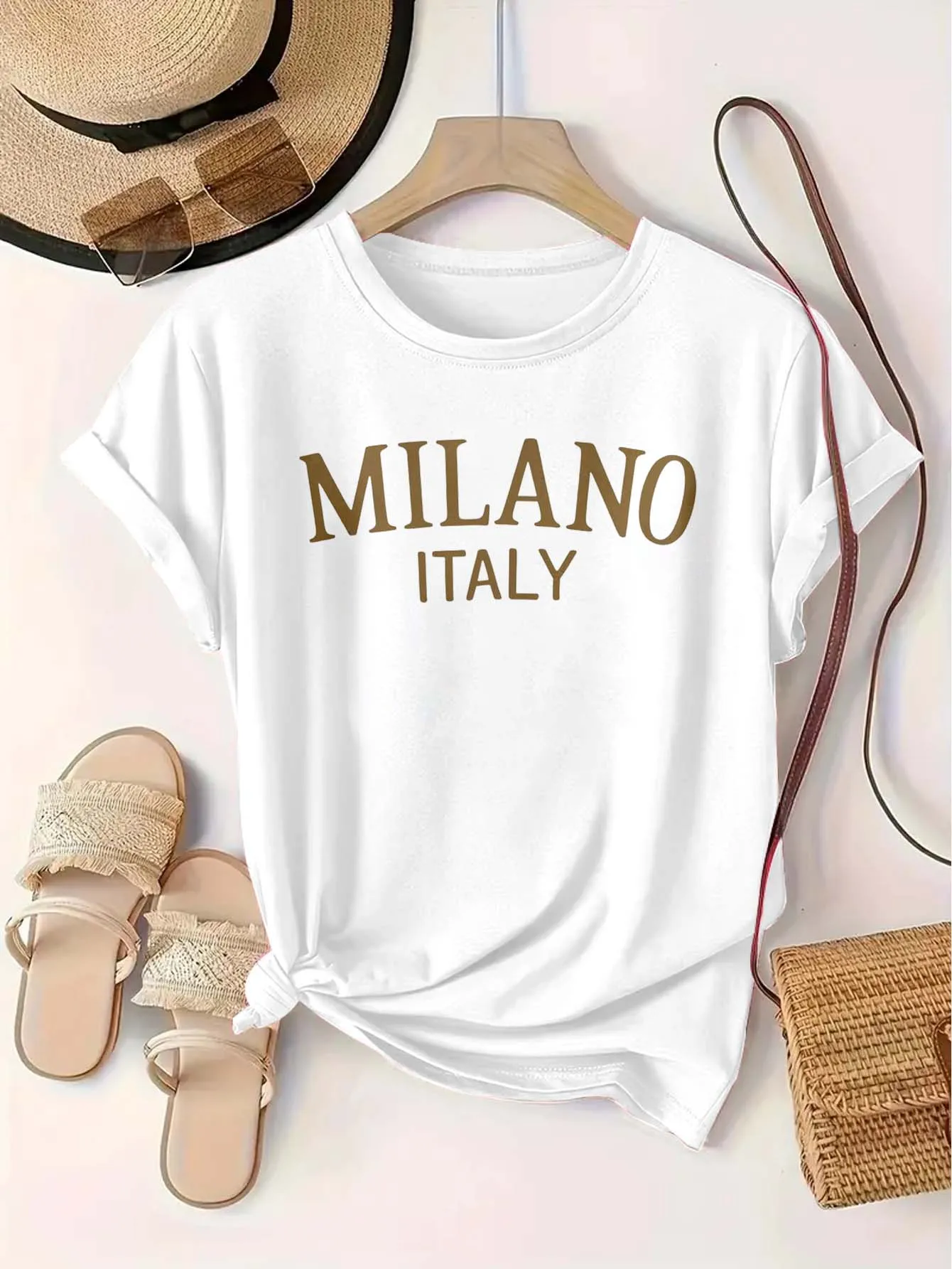 

Стильная футболка с рисунком Milano Italy больших размеров, итальянская модная футболка с городской изысканностью