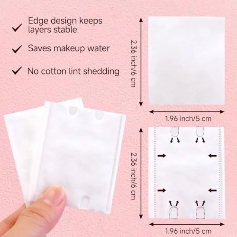 600 PCS Square Cotton Pads Soft and LintFree Includes 400 UltraThin and 200 Thick Pads Hypoallergenic Makeup Remover for Face E